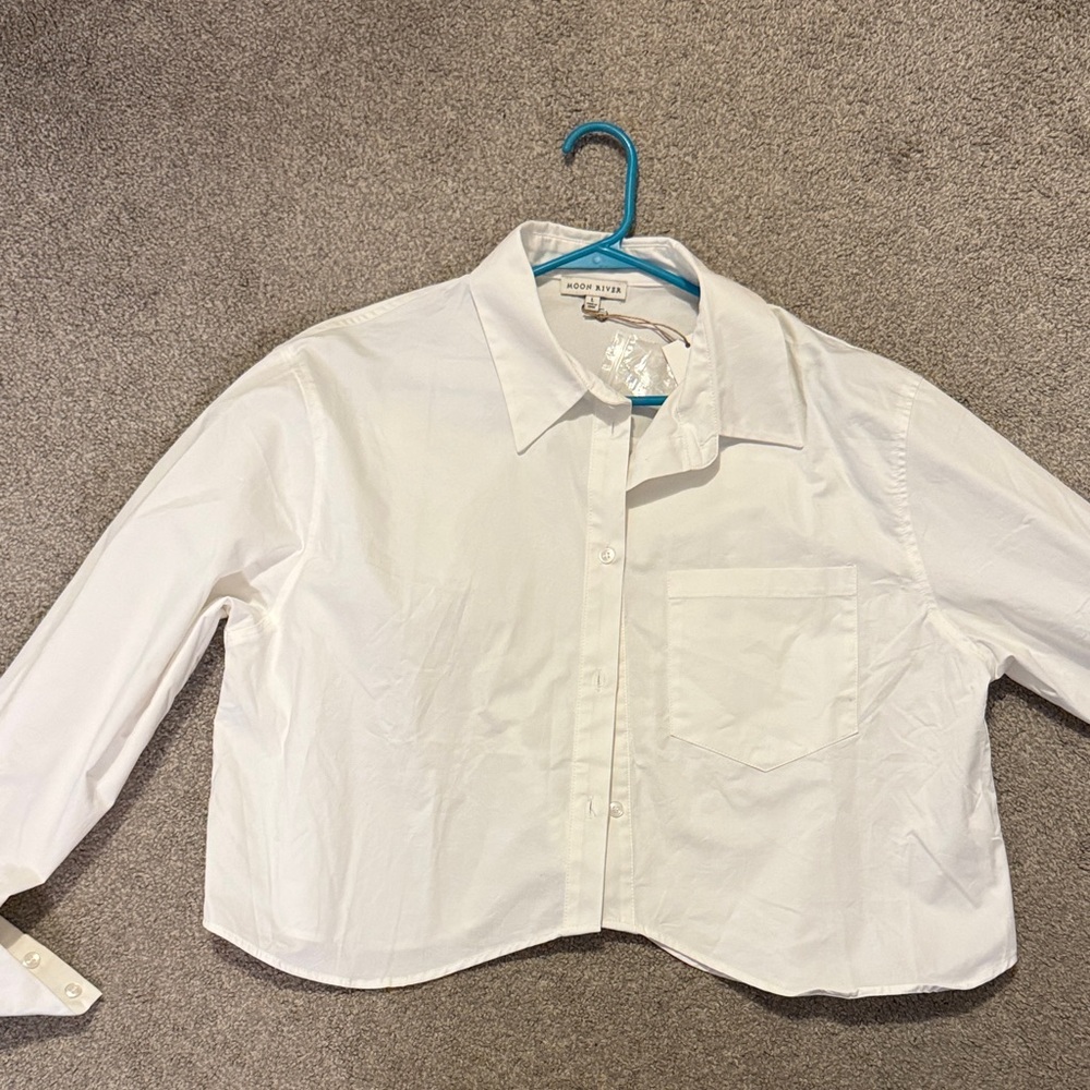 Moon River White Button Down Shirt